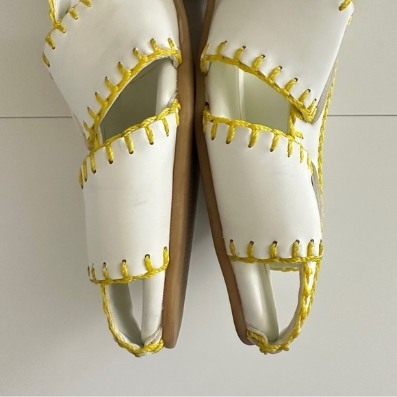 NEW Farm Rio Women's Yellow & White Palm Tree Sandals Whipstitch Vegan sz US 9.5 - Picture 13 of 16